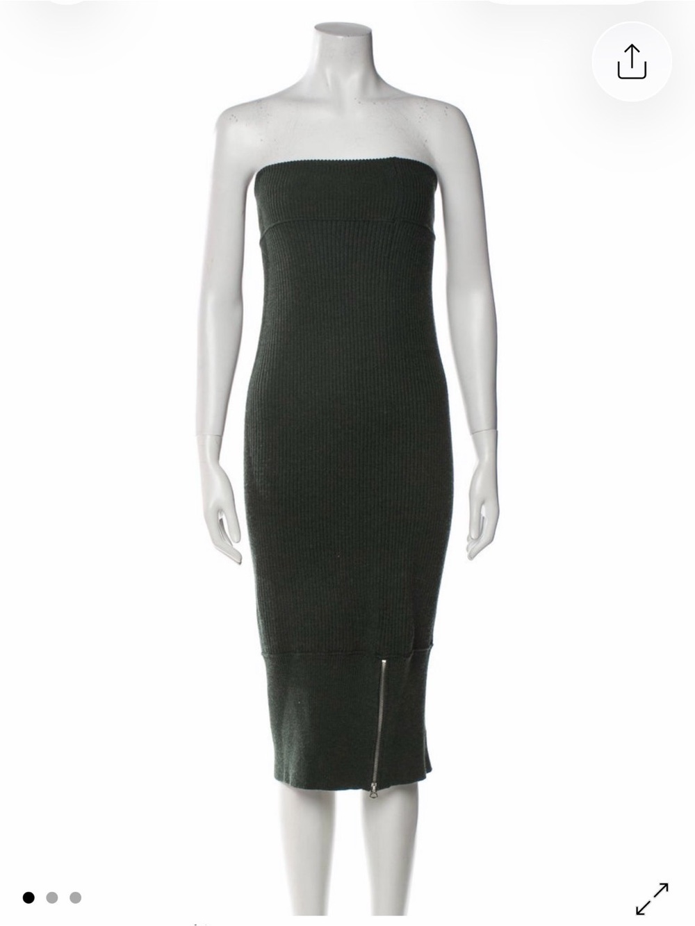 VINTAGE ACNE STUDIOS Ribbed Knit Midi Dress in Dark Green